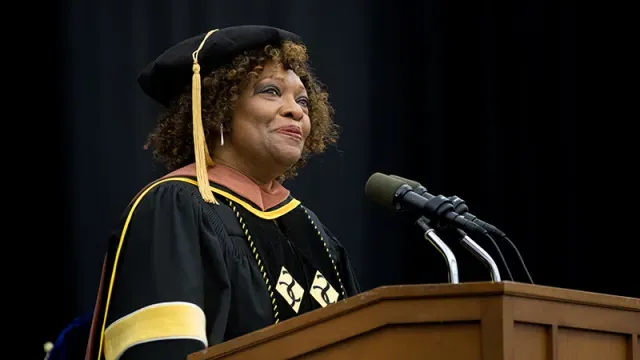 Rita Dove at the podium